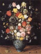 Jan Brueghel The Elder Flower in a blue vase oil